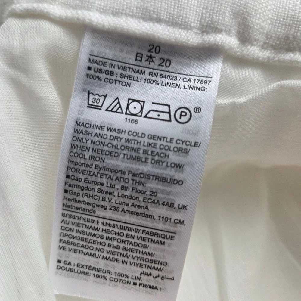 Banana Republic NWT Womens White European Flax Linen Wide Leg Pants Size 20